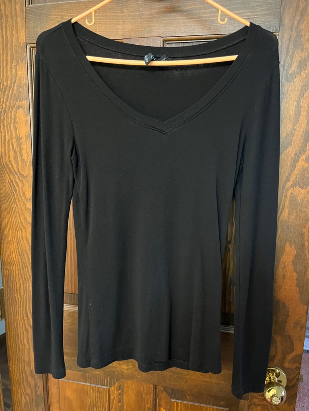 Cynthia Rowley Black V-Neck Long Sleeve Tee